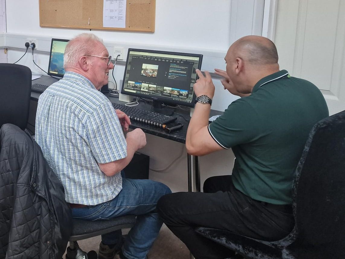 Staff supporting person with technology