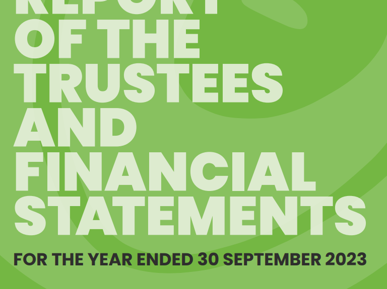 Text reads REPORT OF THE TRUSTEES AND FINANCIAL STATEMENTS FOR THE YEAR ENDED 30 SEPTEMBER 2023